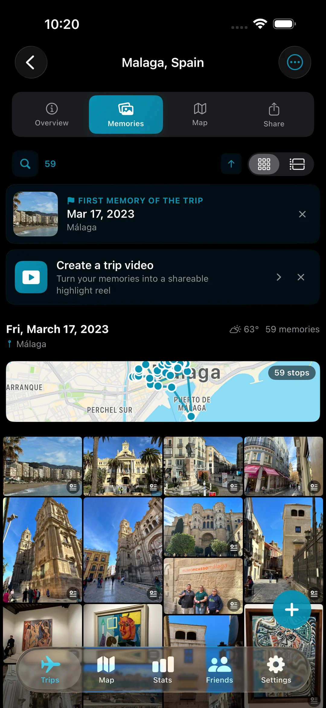 Day-by-day memories for a trip to Málaga, photos auto-organized