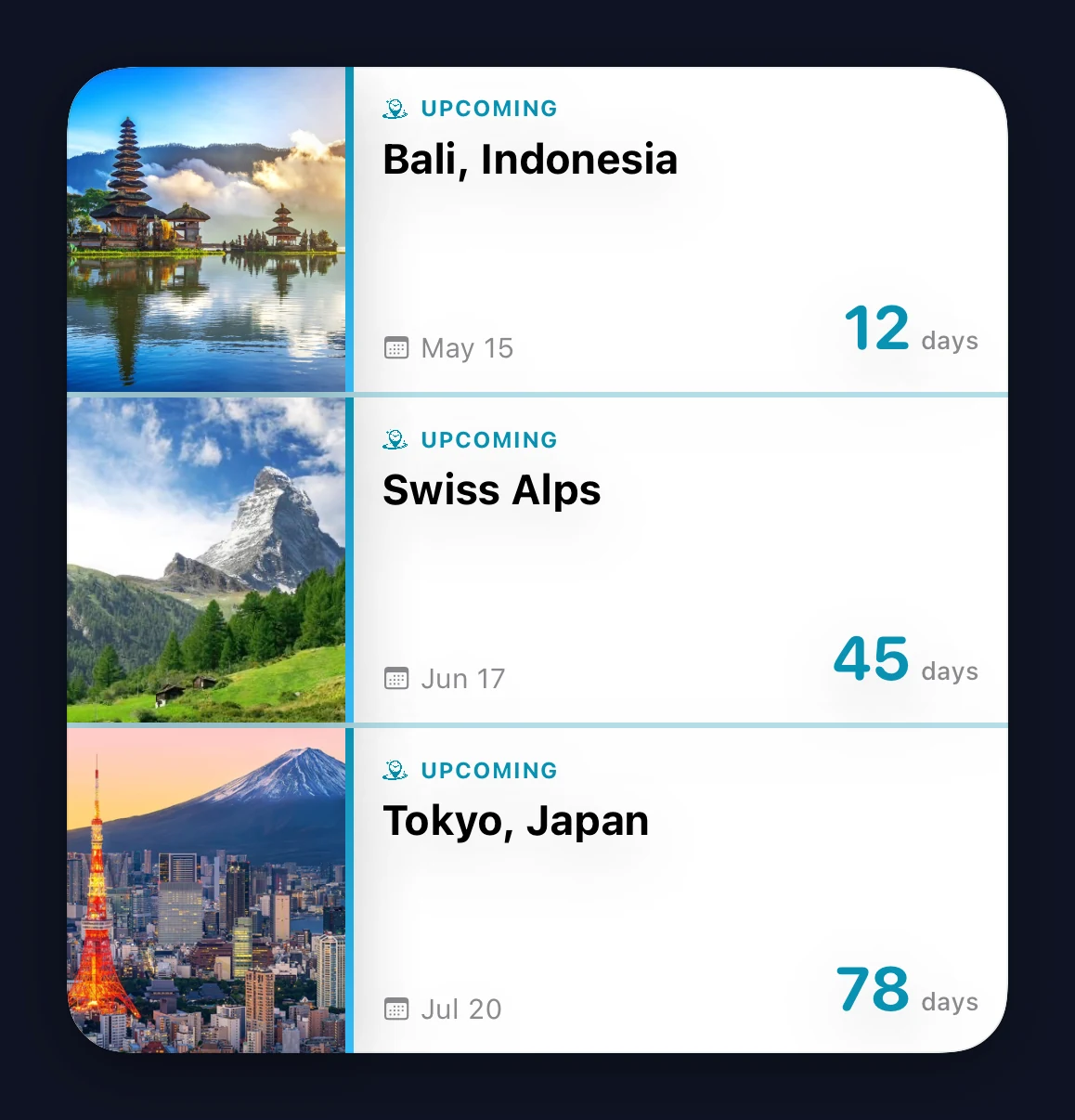 Trip Countdown large widget