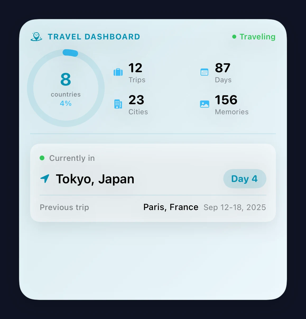 Travel Dashboard large widget